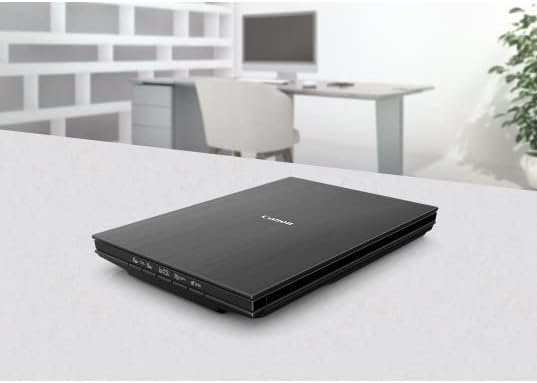 Imagen del escáner Canon CanoScan LiDE 400, escáner plano compacto A4 ideal para digitalizar documentos y fotografías con alta resolución, diseño elegante y funcional para uso doméstico y profesional.