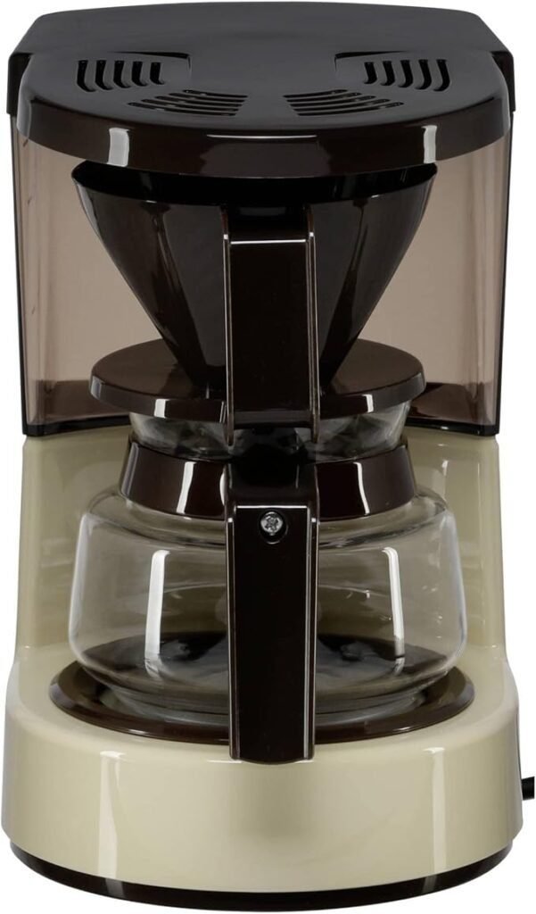 Cafetera de filtro Melitta con jarra de vidrio para 2 tazas de café – vista del producto compacto y elegante, ideal para preparar café de manera rápida y práctica en el hogar u oficina.