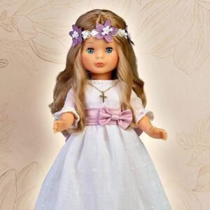 Muñeca Nancy Primera Comunión rubia con vestido blanco y corona de flores – Colección especial, ideal como regalo para niñas, detalles cuidados y diseño elegante.