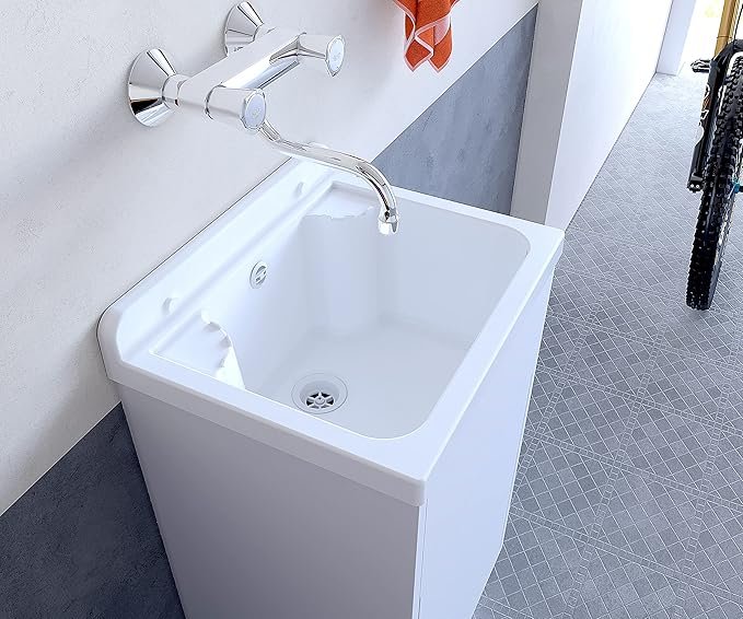 Mini lavadero de Resina de PVC para Exterior/Interior con Mueble de Almacenamiento Negrari 5003PKCAM - ¡Descubre la solución perfecta para tus necesidades de lavado en cualquier espacio! ¡Compra ahora y disfruta de la máxima comodidad en tu hogar!