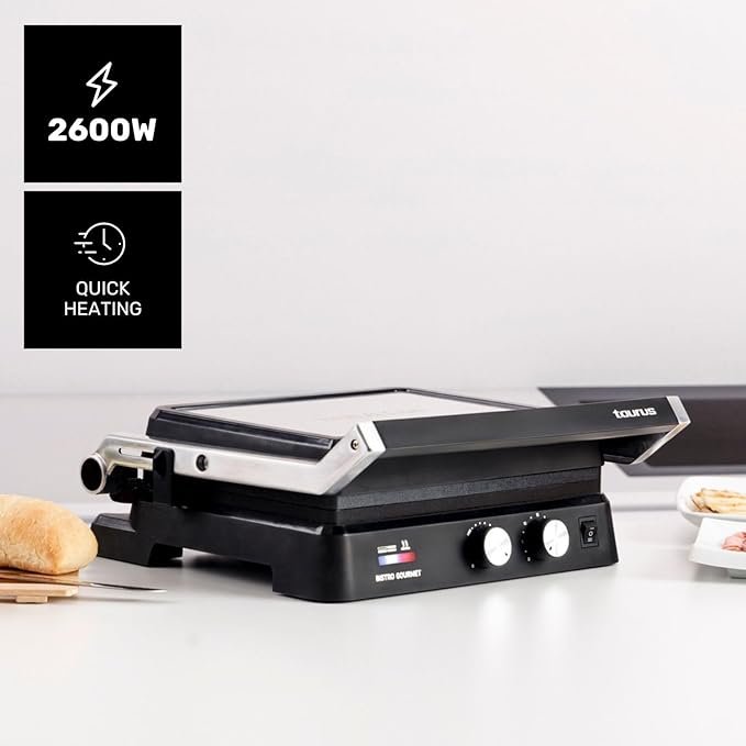 Opiniones Taurus Grill Bistro 2600W - Grill y Plancha 2 en 1 - Placas con Stair System - Dual Heat Tech - Revestimiento Antiadherente sin PFOA. ¡Descubre por qué es el mejor en su categoría!