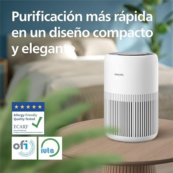 Imagen del purificador de aire Philips Serie 900 con tecnología HEPA NanoProtect y filtro de carbón activo, ideal para alérgicos, con CADR de 250 m³/h – Opiniones destacadas del producto.