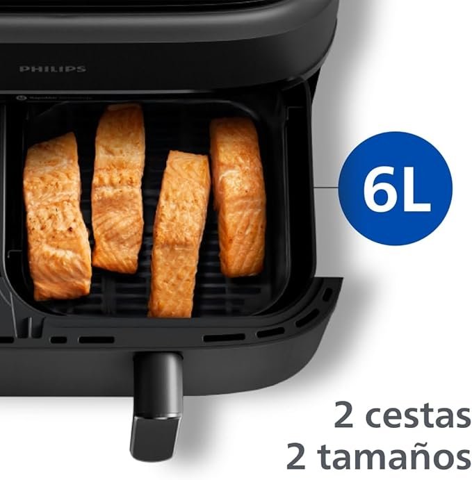 Freidora de aire Philips Airfryer DualBasket de 9L con diseño moderno y pantalla táctil – Cocina saludable, rápida y versátil en tu hogar.