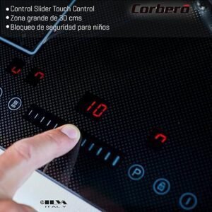 Placa de inducción Corberó CCIG3BL723FLEX | 7200 W | Zona Flexi | Pause y Keep Warm | Touch Control | 3 Boosters | Slider | Zona Grande 30 Cms | Temporizador 99 Min | Seguridad Automática