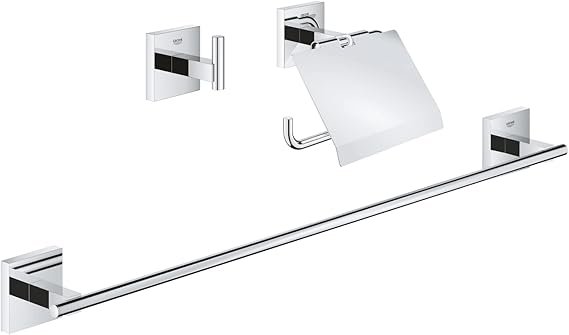 Opiniones Grohe Start Cube QuickFix - Set de accesorios 3-en-1 para baño, Portarrollos con tapa, colgador individual y barra para toallas. ¡Descubre la elegancia y funcionalidad que ofrece este increíble set de accesorios de baño de Grohe! ¡Aprovecha hoy mismo esta oferta y dale un toque de estilo a tu baño!