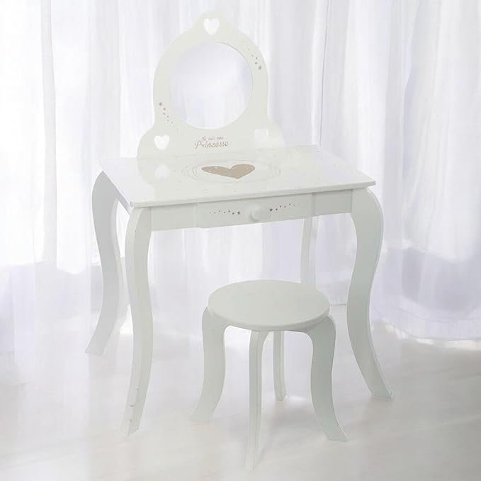 Tocador Well Home con Espejo y Taburete - Diseño Clásico, Ideal para Maquillaje - Mesa de Maquillaje con Cajón - Opiniones y Fotos - ¡Compra Ahora!