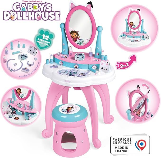 Opiniones Smoby - Gabby y la Casa Mágica - Tocador infantil 2 en 1 - Taburete incluido.