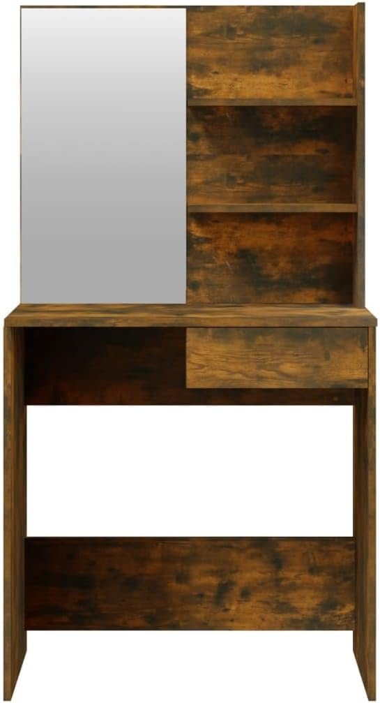 Tocador con Espejo Roble Ahumado - Mesa de Maquillaje Mueble de Dormitorio