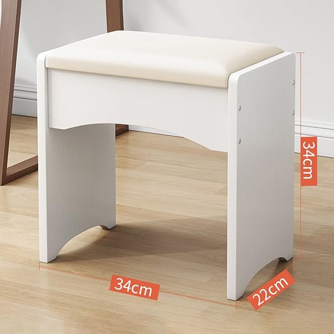 Escritorio con Espejo Blanco Brillante para Ordenador de Oficina y Maquillaje - Tocador con Estantes y Taburete Acolchado. Consigue el tuyo hoy mismo.