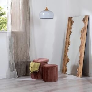 Pufs contenedores de terciopelo cilíndrico estriado Norbe TIK TAK | Opiniones y precio.