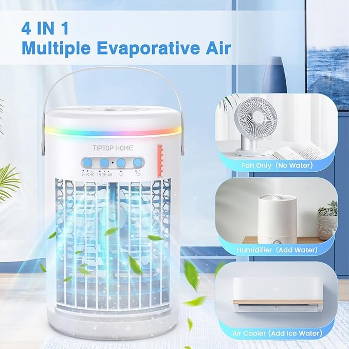 Aire Acondicionado Portátil | Mini Aire Acondicionado Silencioso | Climatizador Evaporativo 5 en 1