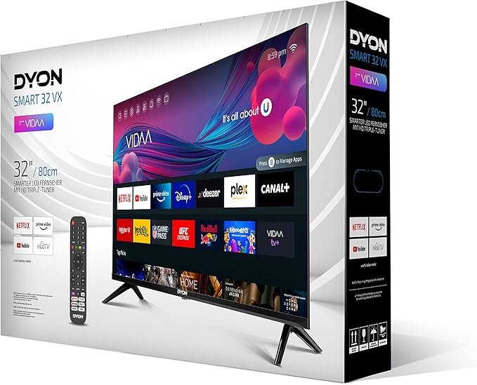 Descubre las Opiniones del DYON Smart 32 VX TV 80 cm (32 Pulgadas) HD Smart TV con Triple Sintonizador DVB-C/S2/T2. ¡La mejor opción en televisores inteligentes!