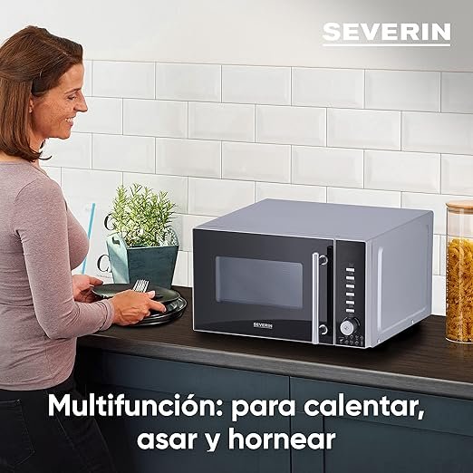 Microondas SEVERIN 3 en 1 con grill y convección, diseño moderno con plato giratorio – Opiniones y características del horno microondas multifunción ideal para cocinas versátiles.