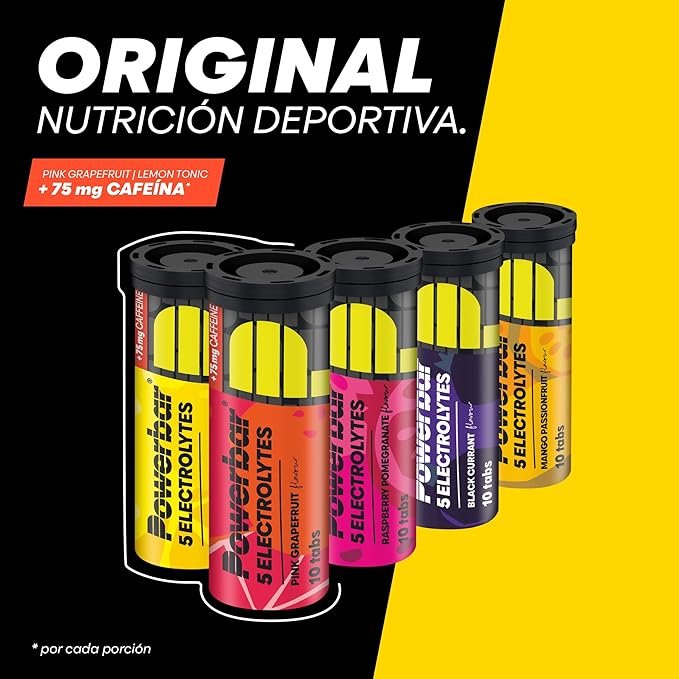 Imagen del producto PowerBar 5 Electrolytes Mango-Passionfruit 12x10Tabs – Pastillas efervescentes con electrolitos sabor mango y maracuyá, ideales para hidratación deportiva.
