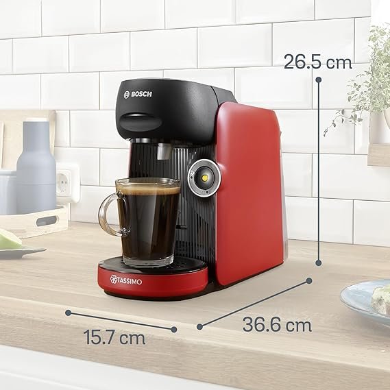 Imagen de la cafetera Bosch Tassimo Finesse Friendly con tecnología IntensityBoost, diseño compacto y moderno ideal para preparar bebidas calientes con calidad profesional.