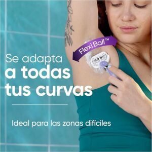 Imagen de la maquinilla de afeitar femenina Venus Gillette Deluxe Smooth Swirl con 1 mango ergonómico y 9 recambios Venus, diseñada para una depilación suave y eficaz. Ideal para pieles sensibles.