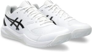 Zapatillas ASICS Gel-Dedicate 8 Padel para hombre en vista lateral, modelo deportivo diseñado para pádel con amortiguación Gel, suela resistente y ajuste cómodo.