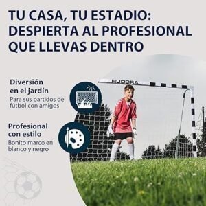 Portería de fútbol HUDORA Stadion resistente con red de malla fina, ideal para niños y adultos – Estructura robusta y duradera para entrenamientos y partidos en el jardín o parque.