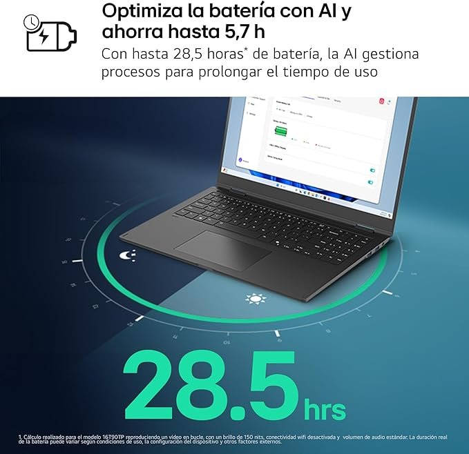 LG gram 16Z90TL-G.AU88B Ordenador Portátil 16 Pulgadas Intel Core Ultra7 258V, 32 GB RAM, 1TB SSD, Panel IPS Antirreflejo, WQXGA, 1.239 g, 28.5 Horas, Windows 11 Home - Opiniones y Análisis Completo 2022