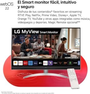 LG 32SQ700S-W - My View Smart Monitor, 32", (3840x2160) (UHD), 16:9, USB-C, WebOs22, Clasificación G, 62Hz, 5ms - Opiniones y análisis del mejor monitor 4K del mercado. ¡Aprovecha esta oferta!