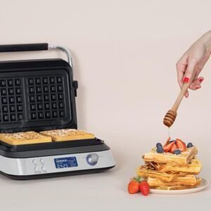 HKoenig GFX800 Gofrera Electrica Programable - Cocina gofres perfectos con esta gofrera eléctrica de alta calidad. Con capacidad para 2 gofres y pantalla LCD para una cocción homogénea. ¡Disfruta de desayunos deliciosos en casa!