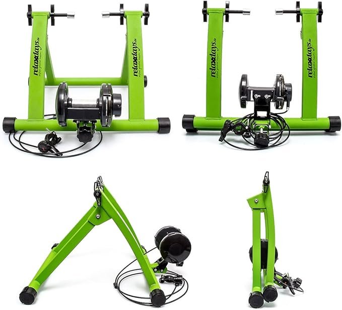 Soporte de entrenamiento Relaxdays azul para bicicleta estática, convierte bicicleta común en estática, medidas 54 x 46 x 20 cm, ideal para adultos unisex, diseño compacto y resistente.