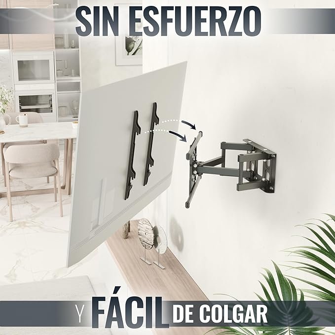 Soporte TV universal RICOO de 32-65" Pulgadas en pared - Brazo articulado giratorio e inclinable S7244 - ¡Aprovecha al máximo tu televisor!