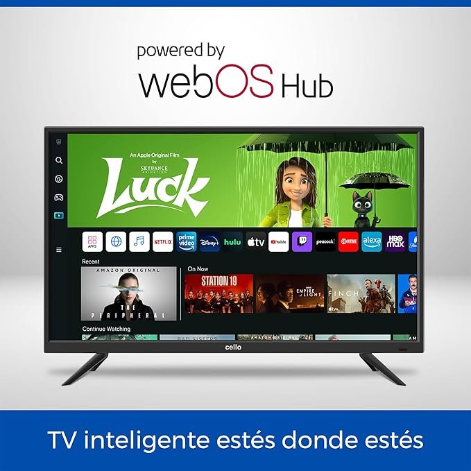 Cello CS32WS01T 32' Smart Camping Travel TV, 12 Voltios, Triple Sintonizador, Bluetooth, Disney+, Netflix, Apple TV+, Prime, Video Paramount+, Caravanas Barcos HGVS. Calidad y entretenimiento en tus viajes con la novedosa Smart TV de Cello. Perfecta para tu caravana, barco o camión.¡Disfruta de tus series y películas favoritas en cualquier lugar!