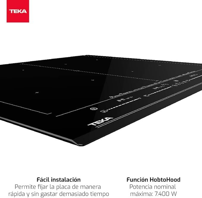 Imagen de la placa de inducción Teka DirectSense IZF 68710 MST con 7 fuegos y zona Full Flex, diseño moderno en color negro, tamaño de 60 cm ideal para cocinas contemporáneas.