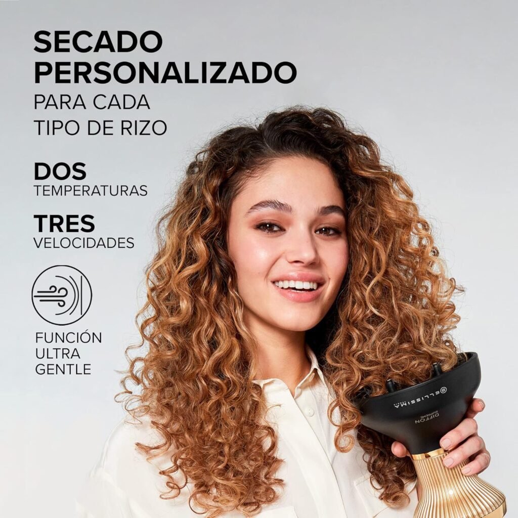 Difusor de aire caliente Bellissima Imetec Diffon Supreme para cabello rizado, perfecto para definir tus rizos y darles volumen. Añade este accesorio a tu rutina de cuidado capilar. ¡Consigue rizos perfectos y llenos de vida!