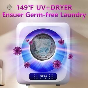 Imagen de la mini secadora de ropa portátil de 4 kg ideal para apartamento, con moderno panel de control táctil LED, diseño compacto y eficiente para lavandería en espacios reducidos.