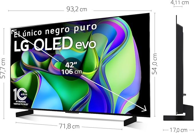 Opiniones LG OLED42C34LA 42", 4K OLED EVO, Smart TV, webOS23, Procesador Máxima Potencia, Dolby Vision, Dolby Atmos, Gaming, Alexa/Google Assistant - Descubre la mejor tecnología en televisores con la LG OLED42C34LA. ¡Disfruta de una calidad de imagen incomparable y todas las funciones inteligentes que necesitas en un solo dispositivo!