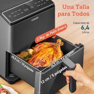 Freidora de aire Cosori 6.4L con doble calefacción - Comparativa de la mejor freidora de aire - Producto de alta calidad para cocinar de forma saludable.