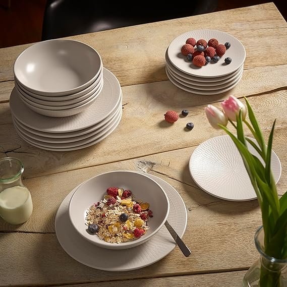 ECHTWERK Vajilla vintage de 18 piezas, diseño "Blanka" nature, para 6 personas - Opiniones y más detalles en la imagen.