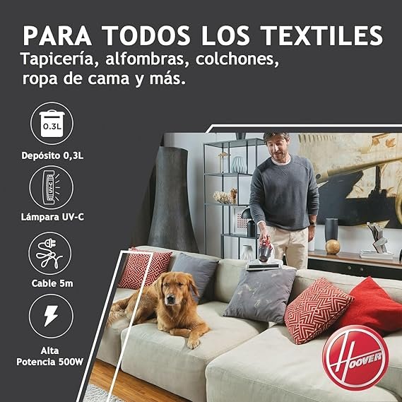 Aspirador de Mano Hoover Ultravortex Especial Colchones, 3en 1, Antiácaros y Antibacterias, Luz UV-C. ¡Descubre la mejor limpieza para tu hogar!