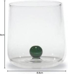 Vaso Tumbler de Vidrio Transparente Hecho a Mano con Bola de Vidrio de Color - Opiniones Zafferano Bilia. ¡Convierte tus bebidas en una experiencia visualmente única con este elegante vaso hecho a mano!