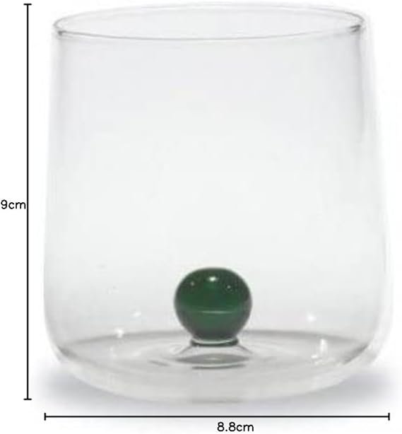 Vaso Tumbler de Vidrio Transparente Hecho a Mano con Bola de Vidrio de Color - Opiniones Zafferano Bilia. ¡Convierte tus bebidas en una experiencia visualmente única con este elegante vaso hecho a mano!