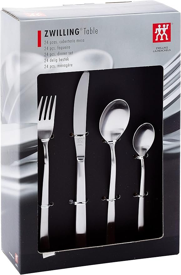Juego de cubiertos Zwilling Artic de 24 piezas, incluye tenedores, cuchillos y cucharas de mesa en acero inoxidable plateado. Ideal para tus comidas diarias. ¡Compra el tuyo ahora!