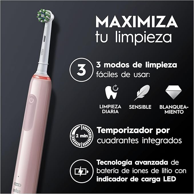 Cepillos de dientes eléctricos Oral-B Pro 3 3900N en pack de 2 unidades, con mango recargable y cabezales de recambio, ideales para una limpieza dental avanzada y encías más saludables.