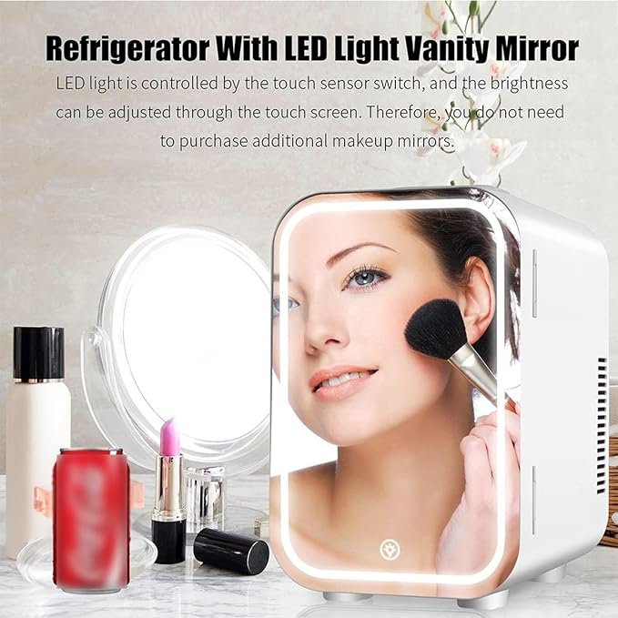 Nevera para el Cuidado de la Piel con Espejo - Gran Capacidad, Frío y Calor