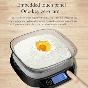 Báscula de cocina digital Wlectronic de alta precisión, diseño compacto y moderno ideal para medir ingredientes con exactitud; perfecta para recetas saludables y control de porciones.