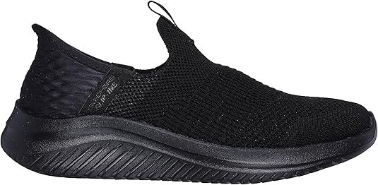 Zapatillas Skechers Ultra Flex 3.0 Smooth Step para mujer en vista lateral, diseño cómodo y moderno ideal para caminar, color neutro y suela flexible, imagen del producto destacada para reseña de opiniones.