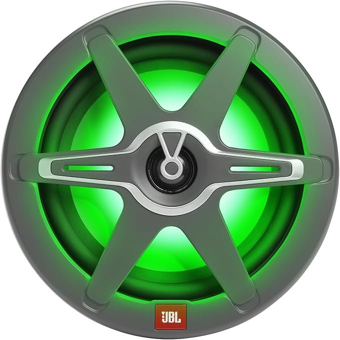 Altavoces para barco JBL Club Marine 8 de 450W, resistentes a la intemperie y con clasificación IPX5. Ideales para exteriores con tecnología LED integrada. ¡Mejora tu experiencia acuática con JBL Club Marine 8!