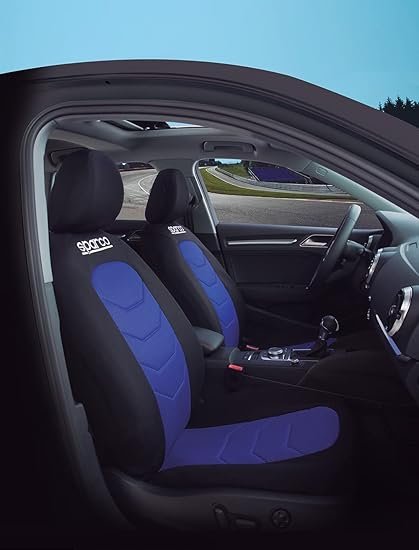 Imagen del producto Sparco SPC1019AZ S-LINE, fundas para asientos de coche en color azul, diseño deportivo y ajuste universal ideal para proteger y personalizar el interior del vehículo.