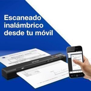 Epson WorkForce ES-60W, Escáner Portátil Inalámbrico con WiFi, Carga por USB, Conectividad por WiFi o USB.