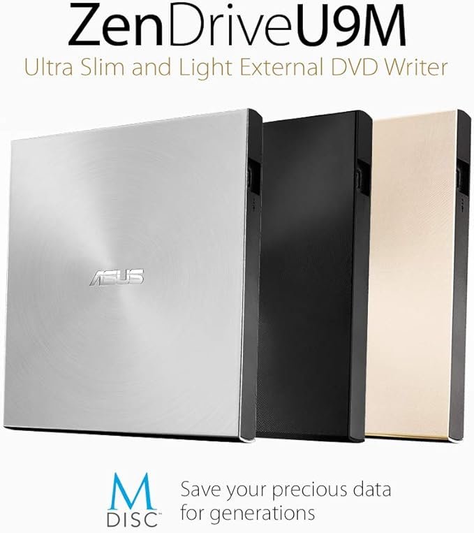 ASUS ZenDrive U9M SDRW-08U9M-U - Unidad de Disco óptico (8X, USB Tipo C + Tipo A, Compatible con Mac, 13.9 mm ultradelgada) - Compra ahora y disfruta de la mejor calidad de lectura y escritura en tus discos ópticos con la unidad ASUS ZenDrive U9M. Conexión USB Tipo C + Tipo A para mayor versatilidad. ¡Hazte con la tuya hoy mismo!