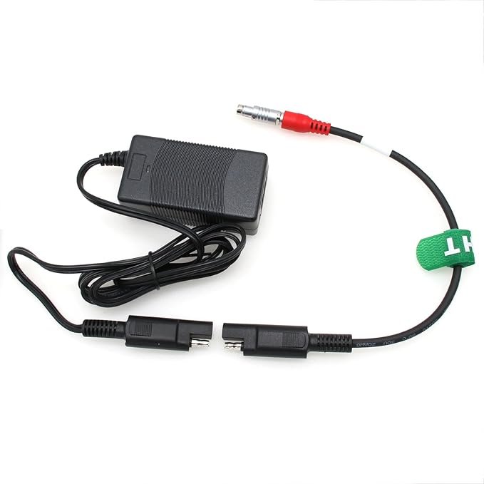 Adaptador de fuente de alimentación de CA a CC para receptor Sokkia GRX-3 GRX3, compatible con batería externa SAE de 12 V – vista detallada del producto ideal para topografía y geolocalización profesional.