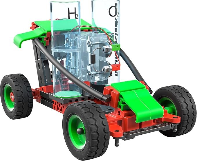 Imagen del juego de construcción fischertechnik Profi H2 Fuel Cell Car 559880, un set educativo ideal para niños interesados en energías renovables y tecnología, diseñado para aprender sobre celdas de combustible de hidrógeno de forma interactiva.