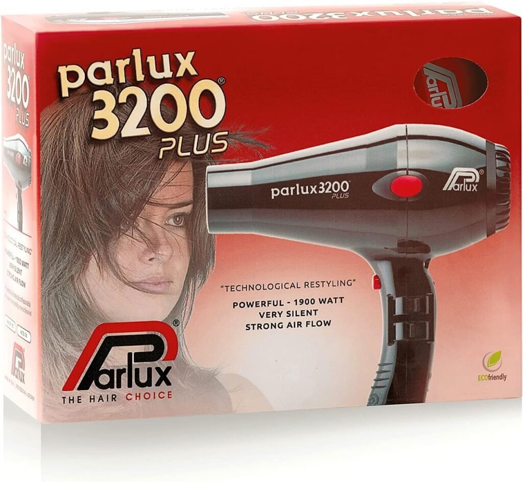 Secador de pelo Parlux 3200 Plus, potente motor de 1900 W, color negro. ¡Compra el tuyo ahora!