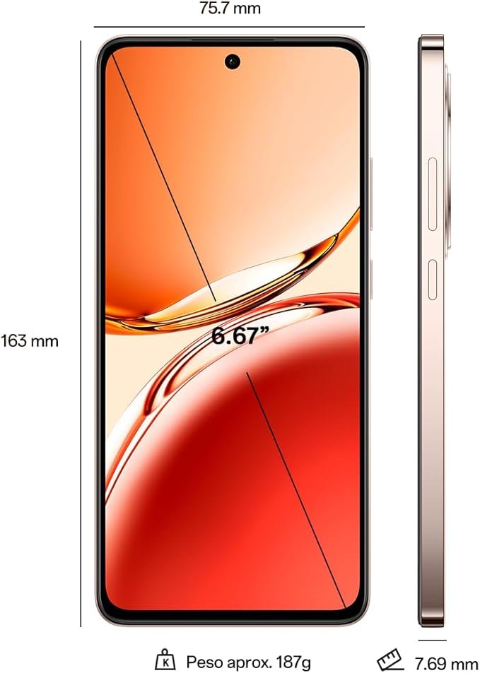 OPPO Reno12FS 4G - Smartphone Libre con IA, 16GB (8GB+8GB) 512GB, Pantalla 2.5D AMOLED 6.7", Cámara 50+8+32 MP, Android, IP64, Batería 5000mAh, Carga Rápida 45W - Disponible ahora.